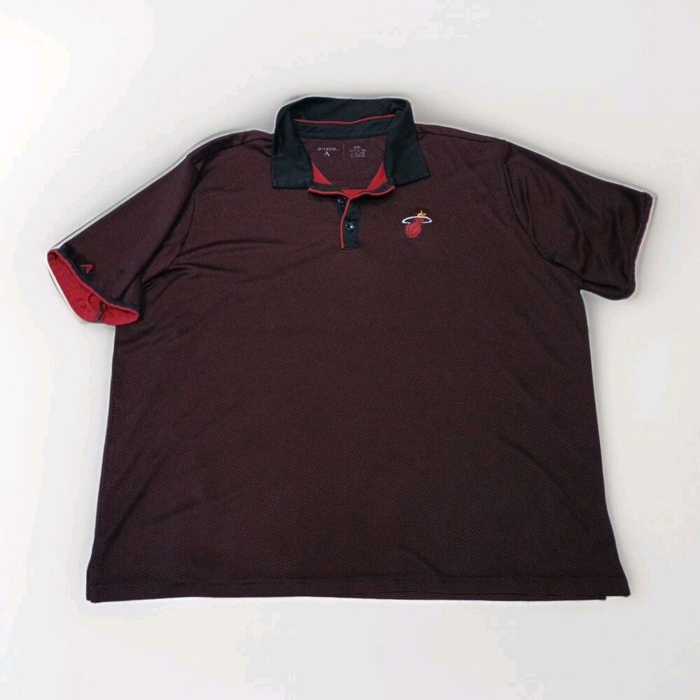 Miami Heat Stay Dry Polo Shirt Black High Performance NBA Antigua XXL